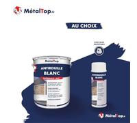 Metaltop Antirouille Blanc - Blanc pur - RAL 9010 - Bombe 400 ml Sous-couche antirouille haute performance pour métal