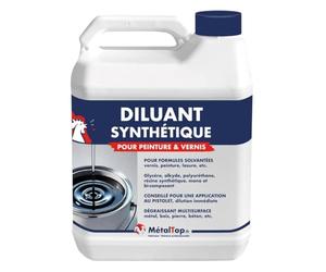 Metaltop - Diluant Synthetique - 5 L - Dégraisse efficacement les surfaces grasses et dilue peinture, laque ou vernis