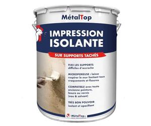 Metaltop - Impression Isolante - Blanc - 5 L - Barrière anti-taches, opacité élevée, séchage rapide, compatible toutes peintures à l'eau