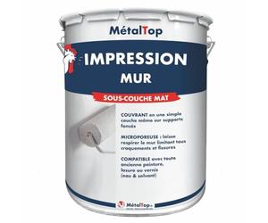 Metaltop - Impression Mur - Blanc - 1 L - Primaire d'accrochage, masque les taches, séchage rapide, sans odeur