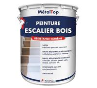 Metaltop - Peinture Escalier Bois - Blanc pur - RAL 9010-1 L - Résistance extrême au passage, idéale pour les escaliers très sollicités (maison, locaux pros)