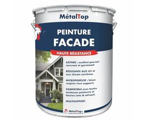 Metaltop - Peinture Facade - Ivoire - Ton pierre - RAL 1015-15 L - Microporeuse, idéale pour murs extérieurs en rénovation ou neuf