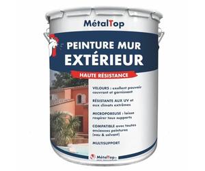 Metaltop - Peinture Mur Exterieur - Gris ardoise - RAL 7015-5 L - Peinture microporeuse pour crépi, béton et brique, protection 10 ans.