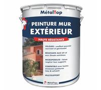 Metaltop - Peinture Mur Exterieur - Vert feuillage - RAL 6002-1 L - Peinture microporeuse pour crépi, béton et brique, protection 10 ans.
