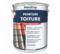 Metaltop - Peinture Toiture - Rouge basque - RAL 3004 - Pot 15 L - Protection longue durée, résistante aux UV et aux intempéries, application facile sur tuile, ardoise, tôle, fibrociment.