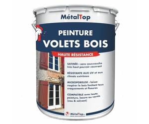 Metaltop - Peinture Volets Bois - Brun chocolat - RAL 8017-5 L - Microporeuse, anti-UV, anti-humidité, haute protection 15 ans