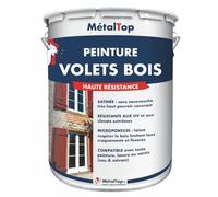 Metaltop - Peinture Volets Bois - Vert mai - RAL 6017 - Pot 5 L - Microporeuse, anti-UV, anti-humidité, haute protection 10 ans.
