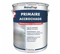 Metaltop - Primaire Accrochage - Blanc pur - RAL 9010 - Pot 5 L - Sous-couche universelle pour murs intérieurs et extérieurs.