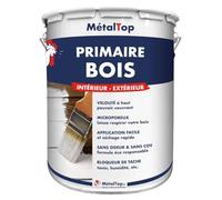 Metaltop - Primaire Bois - Noir signalisation - RAL 9017-15 L - Sous-couche d'accrochage pour toutes peintures à l'eau