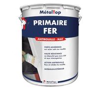 Metaltop - Primaire Fer - Blanc pur - RAL 9010-5 L - Améliore l'adhérence des peintures de finition sur tous types de métaux, neufs ou anciens