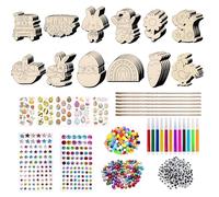 Metaparty Ornements en Bois de Pâques, 60PCS Pendentif de Pâques en Bois à Peindre, DIY Artisanat de, Artisanal Enfants pour Printemps Décorations (A)