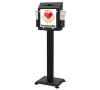 Metateel Boîte à suggestions avec support, boîtes de dons noires pour collecte de fonds, urne sur pied en métal robuste avec serrure et clés, idéale pour voter, don et élections à l'église