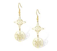 Metatron Boucles d'oreilles en forme de nœud de sorcière en acier inoxydable Motif nœud celtique Amulette Géométrie sacrée Boucles d'oreilles pendantes Sorcellerie Bijoux Cadeau (or 2)