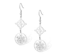 Metatron Boucles d'oreilles en forme de nœud de sorcière en acier inoxydable Motif nœud celtique Amulette Géométrie sacrée Boucles d'oreilles pendantes Sorcellerie Bijoux Cadeau (argent 1)