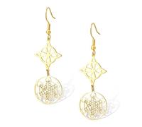 Metatron Boucles d'oreilles en forme de nœud de sorcière en acier inoxydable Motif nœud celtique Amulette Géométrie sacrée Boucles d'oreilles pendantes Sorcellerie Bijoux Cadeau (or 1)