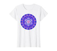 Metatron Cube Géométrie Sacrée Bleu Orange Formes Mania T-Shirt Graphique avec Valeur, Femme, Blanc, M