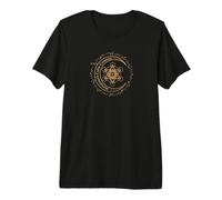 Metatron Cube Typographie Lune et Étoiles T-Shirt Haut de Gamme