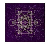 Metatrone's Crystal Grid Tissu Tapestry Nappe Rituel Spirituel pour Lieux Sacrés Tarot Tarot Couverture Nappe Rectangulaire/Ronde pour Lire