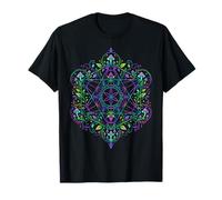 Metatrons Cube Champignon Géométrie Sacrée Forêt Graphique T-Shirt