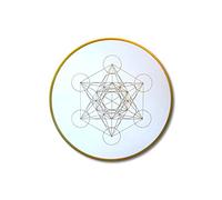 Metatrons Tableau en forme de cube en or avec inscription en allemand "Erkenntnis" - Dimensions 50 cm - Tableau de bord rond - Tableau en métatrie en or avec peinture acrylique