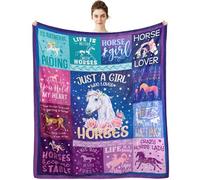 Metawu Couverture décorative en flanelle avec motif cheval mignon pour enfants, filles, femmes, pour canapé, lit, chaise, 127 x 152,4 cm