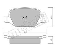 METELLI Garnitures de Freins Arrière pour Alfa Romeo 147 156 Sw Fiat Linea Lybra