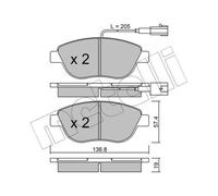 METELLI Kit De Plaquettes De Frein Avant Pour Fiat Bravo II Doblo, Lancia