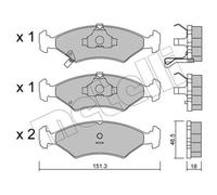 METELLI Kit De Plaquettes De Frein Avant Pour KIA Shuma Sephia (Berline)