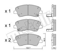 METELLI Plaquette de Freins Bremsbelegsatz Avant Convient pour Kia Rio IV Stonic
