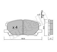 METELLI Plaquette de Freins Bremsbelegsatz Avant Système Sumitomo pour Lexus Rx