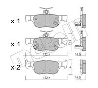 METELLI Plaquettes Bremsbelegsatz Arrière Convient pour Mazda CX-30 MX-30