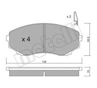 METELLI Plaquettes Bremsbelegsatz Avant Système Sumitomo pour Mazda MPV II