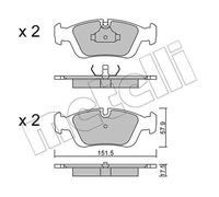 metelligroup 22-0124-0 Plaquettes de Frein, Made in Italy, Pièce de Rechange pour Voiture, Certifiés ECE R90, Sans Cuivre