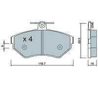 metelligroup 22-0215-1 Plaquettes de Frein, Made in Italy, Pièce de Rechange pour Voiture, Certifiés ECE R90, Sans Cuivre