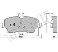 metelligroup 22-0310-0 Plaquettes de Frein, Made in Italy, Pièce de Rechange pour Voiture, Certifiés ECE R90, Sans Cuivre