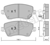 metelligroup 22-0485-1 Plaquettes de Frein, Made in Italy, Pièce de Rechange pour Voiture, Certifiés ECE R90, Sans Cuivre