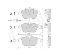 metelligroup 22-0675-2 Plaquettes de Frein, Made in Italy, Pièce de Rechange pour Voiture, Certifiés ECE R90, Sans Cuivre