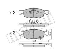 metelligroup 22-1034-0 Plaquettes de Frein, Made in Italy, Pièce de Rechange pour Voiture, Certifiés ECE R90, Sans Cuivre