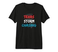 Météo Texas Storm Chasing Rouge Blanc Bleu Nuages Tornades T-Shirt Haut de Gamme