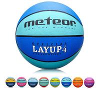 meteor Ballon de Basket Layup - Tailles 1 à 7 - Intérieur Extérieur - Surface antidérapante résistante - Enfants, Juniors, Adultes - Design coloré