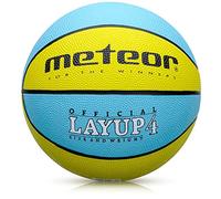 meteor Ballon de Basket Layup - Tailles 1 à 7 - Intérieur Extérieur - Surface antidérapante résistante - Enfants, Juniors, Adultes - Design coloré