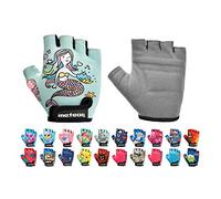 meteor Enfants Gants de Vélo Garçons Filles Cyclisme VTT Demi-Doigts Antidérapant Mitaines de Sport Antichoc Respirant Courts pour Bicyclette Réglables Scooter Paire de Gant