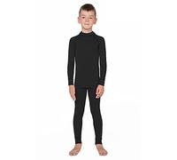 meteor Enfants sous-vêtements Thermiques Set 2 pièces Ensemble de sous-vêtements de Ski pour Enfant avec t-Shirt Manches Longues et caleçon Long pour Garcon Fille (152-158 cm, Noir)