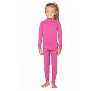 meteor Enfants sous-vêtements Thermiques Set 2 pièces Ensemble de sous-vêtements de Ski pour Enfant avec t-Shirt Manches Longues et caleçon Long pour Garcon Fille (140-146 cm, Rose)