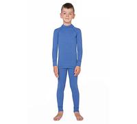 meteor Enfants sous-vêtements Thermiques Set 2 pièces Ensemble de sous-vêtements de Ski pour Enfant avec t-Shirt Manches Longues et caleçon Long pour Garcon Fille (104-110 cm, Bleu)