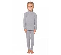 meteor Enfants sous-vêtements Thermiques Set 2 pièces Ensemble de sous-vêtements de Ski pour Enfant avec t-Shirt Manches Longues et caleçon Long pour Garcon Fille (128-134 cm, Gris)