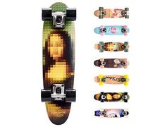 meteor Fancy Board Vintage Mini Cruiser Complete Bois véritable Érable Canadien Skateboard Ridge Mini Skate Planche a roulettes rétro 55 cm / 22" (Mona Lisa)