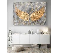 Meteor Gallery Toile murale avec ailes d'ange dorées et noires, art moderne, 50 x 70 cm, décoration de chambre à coucher et salon