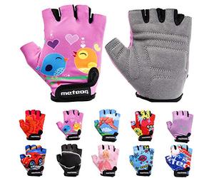 meteor Gants de Vélo Enfant Demi-Doigts Antidérapants Respirants Antichoc, Réglables pour Garçons et Filles, VTT, Cyclisme, Trottinette, Mitaines de Sport Été