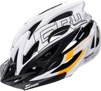 meteor GRUVER casque vélo homme femme enfant VTT rollerhelm S 52-56 cm noir / blanc/ orange